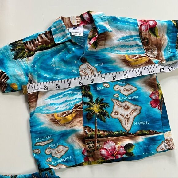 Rad Vintage 1990s Kid’s Two Piece Tropical Hawaiian Shirt and Shorts - Picture 4 of 6